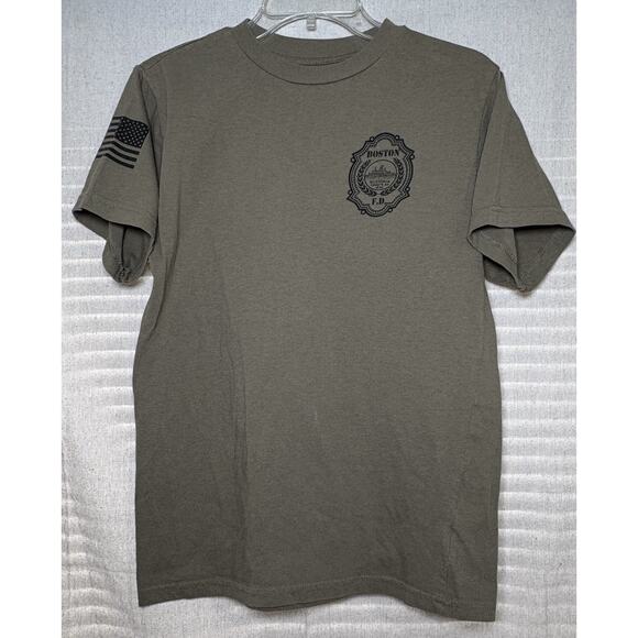 Boston Fire Department Firefighter Tan T Shirt Men’s Sz S - Picture 1 of 3